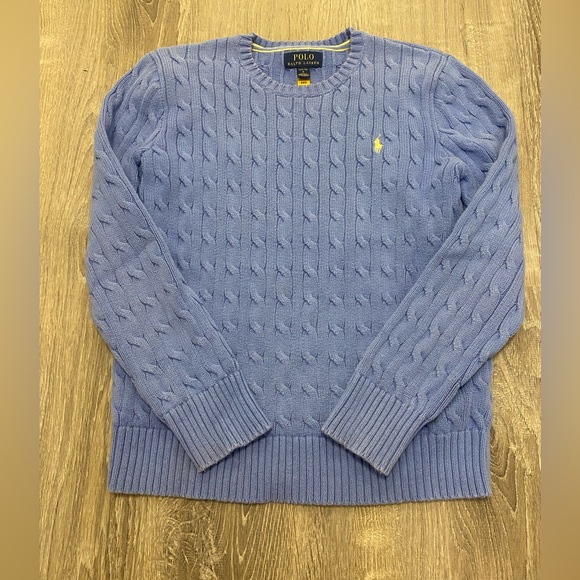 Polo Ralph Lauren Light Blue Cable Knit Sweater L (14-16) - Picture 2 of 9